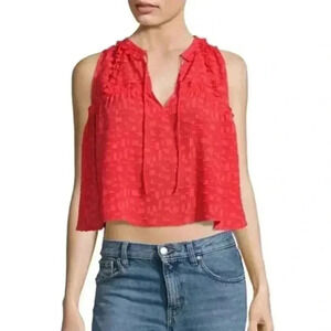 IRO Red Orange Ragnhild Textured Swing Tank Blouse